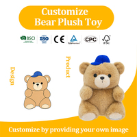 Ours en peluche bleu avec chapeau, coussin doux pour bébé, animal en peluche super mignon, anti-stress, pour machine à griffes, ODM OEM, logo personnalisé