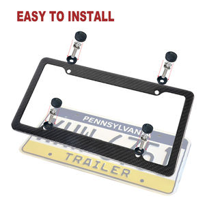 Marco de placa de matrícula de fibra de carbono seco brillante para tamaño de coche de EE. UU. Logo personalizado impreso decorativo soporte de marco de matrícula de coche - Product Image 4