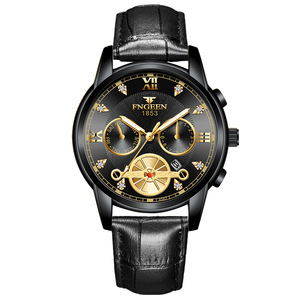<span class=keywords><strong>Fngeen</strong></span> Reloj de pulsera de cuarzo de lujo para hombre 4567 30M Reloj de negocios de acero dorado resistente al agua con caja Hebilla Cierre Dial Ventana de vidrio - Product Image 6