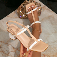 Sandales d'été pour femmes à talon compensé et plateforme, en PU, à bout ouvert, avec bride de cheville, doublure fine en microfibre, tendance mode, pour l'extérieur