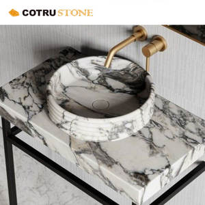 현대 욕실 세면대 세면대 이탈리아 칼라 카타 비올라 대리석 돌 욕실 싱크 - Product Image 4