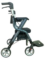 Rollator Rolling Walker et chaise de transport en fauteuil roulant avec 2 positions de dossier et mobilité pliante pour la maison, l'hôpital TRA08