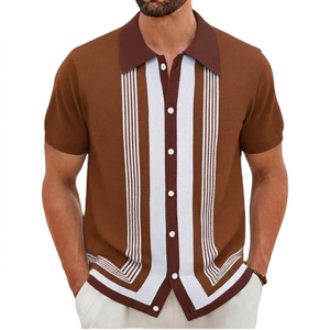 เสื้อโปโลถักสำหรับผู้ชายขายส่งสำหรับฤดูร้อน |   เสื้อธุรกิจลำลองแขนสั้นลายทางป้องกันริ้วรอย - Product Image 1