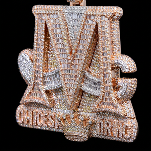 Colgante de Moissanita con Forma Geométrica, Chapado en Oro Rosa, Plata de Ley 925, Tamaño Personalizado, Estilo Hip Hop, Alta Calidad, ICEDJEWELZ - Product Image 1
