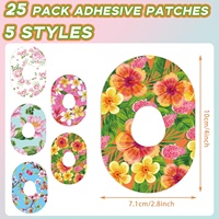 Patch adhésif compatible avec Dexcom, résistant à la transpiration, variété florale colorée, ruban adhésif pré-coupé, protection du moniteur de glycémie
