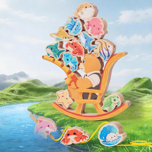 Nuevo Juguete Educativo Montessori de Madera para Bebés, Bloques de Construcción de Madera con Forma de Oso, Juego de Equilibrio con Cuentas, Juguetes de Apilamiento para el Aprendizaje Temprano del Bebé - Product Image 3