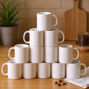 Mug à café en céramique blanche pour sublimation, 11 oz, design minimaliste uni, pour la maison, le bureau, coffret cadeau de 36 - Product Image 2