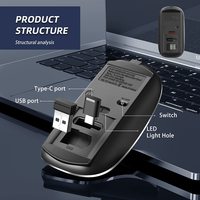 Mouse Nirkabel Dual Mode 2.4G+BT Isi Ulang Tipe-C LP 2022 Trend, Bercahaya, Logo Kustom Merek