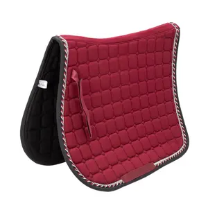 Under The Horse Saddle Equestrian Supplier Breathable Custom RED Satin Fabric English Riding Jumping Horse Saddle Pads