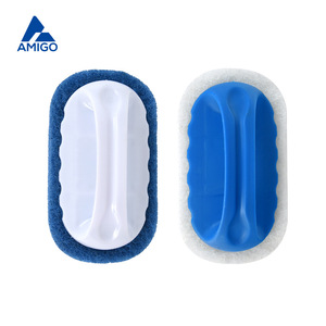 Amigo Scouring Pad With Handle <b>Blue</b> And White Rectangle For Kitchen Sink Tile Cleaning - Product Image 3