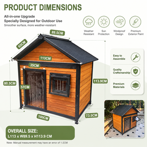 <span class=keywords><strong>Casa</strong></span> de Perro de Madera para Exteriores con Porche, Resistente a la Intemperie, Villa para Mascotas de Madera de Abeto, Caseta Grande para Perros con Techo Aislado de Asfalto, Tamaños L - Product Image 4