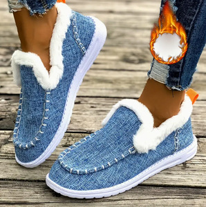 <span class=keywords><strong>Chaussures</strong></span> plates décontractées pour femmes en gros, confortables et chaudes, idéales pour l'hiver, sans lacets, type mocassins - Product Image 3