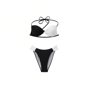 Ensemble bikini femme HDJ, haut torsadé color block à nouer, bas hipster, maillot de bain en Spandex et Polyester S01064-50 - Product Image 3