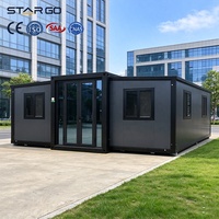 Structure en acier pour poutres de charpente, maison conteneur pliable et extensible à double aile de 30 pieds, 3 chambres, salon séparé, chalet de tourisme écologique