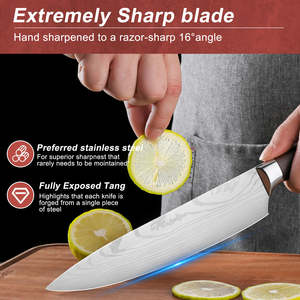 Meilleur produit : Ensemble de 7 couteaux japonais en acier inoxydable, couteau de chef, Santoku, hachoir à viande, manche brun, couteaux de cuisine - Product Image 6