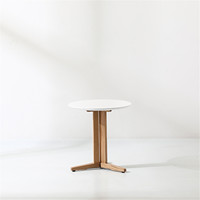 Vente en Gros de Meubles de Maison Nordic Modern White Top Table Basse Ronde de Salon en Bois de Chêne