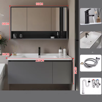 Meubles de salle de bain d'hôtel modernes et luxueux, résistants à l'eau, avec miroir LED intelligent argenté, vasque miroir suspendue en bois massif