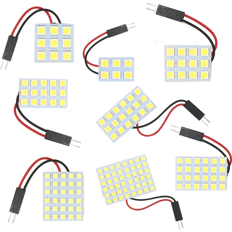 자동차 지붕 램프 5050 칩 24 SMD 자동차 Led 패널 인테리어 조명 DC 12V 흰색 자동 독서 램프 T10 꽃줄 어댑터 돔 전구