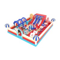 Vente flash - Château gonflable géant sur le thème bleu et rouge en PVC personnalisé - Terrain de jeux pour enfants - Parcours d'obstacles - Aire de jeux pour enfants