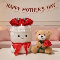 Boneka Beruang Teddy Plush Kreatif Grosir Pabrik dengan Kotak Hadiah Kejutan Bunga Mawar, Mainan Hewan Boneka untuk Hadiah Pernikahan Valentine