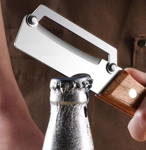 Éplucheur de légumes multifonctionnel de qualité supérieure avec manche en bois et ouvre-bouteille, lame en acier inoxydable, outil de cuisine pour fruits - Product Image 3