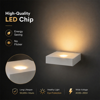 Lámpara de Pared LED Cuadrada Comercial para Interiores, Cableada, Luz Cálida, Aluminio, AC85-265V, Diseño Moderno para Dormitorio, Alto CRI 90, Blanca