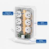 Vente en gros CJYW – Station de charge verticale à 6 prises US avec logo personnalisé, 4 ports USB-A et 2 ports USB-C haute vitesse