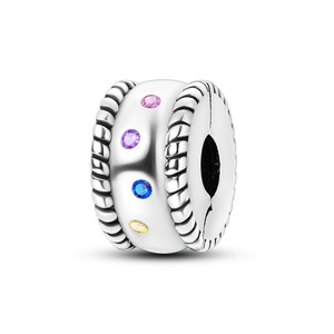 Componentes para joyería DIY: Abalorios espaciadores y de posicionamiento de cobre bañado en plata de ley S925 con piedra de nacimiento de septiembre <span class=keywords><strong>azul</strong></span> para pulseras - Product Image 6