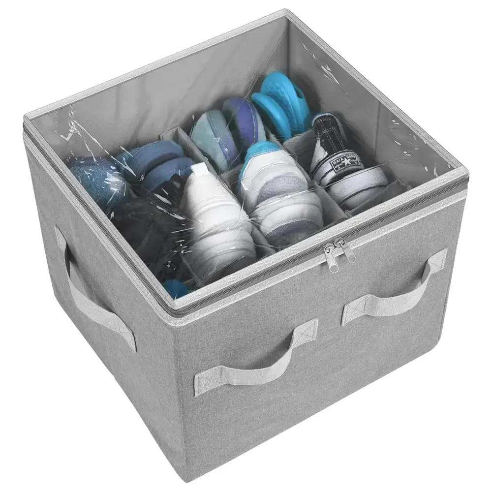 16 par sapato organizador armário armazenamento solução com tampa clara e divisórias ajustáveis para sapatos