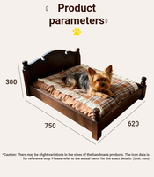Lit pour animaux de compagnie vintage et chaud, niche en bois massif, style américain, pour chats et chiens d'intérieur, toutes saisons