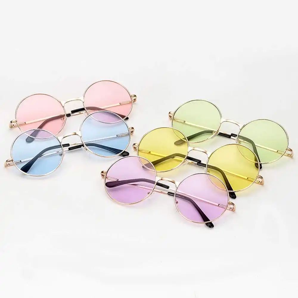 Colorful Candy Color Retro Hippie Sunglasses 60's and 70's John Lennon Round Glasses CG1992