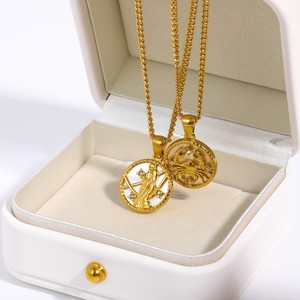 Coin Zodiac Necklace <b>Cross</b> Border Multi Reliable Personalized Design Support Anti-oxidation Coating Two-tone Finish - Product Image 4