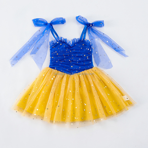 Vestido de fiesta de tul con estampado de estrellas para niñas, tirantes finos, falda tutú elástica de tela de yoga y venta al por mayor, color y talla personalizables - Product Image 2
