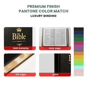 Impression de livres bibliques reliés en couleur, fabricant de livres, conception personnalisée, <span class=keywords><strong>livre</strong></span> biblique relié en cuir PU noir - Product Image 2