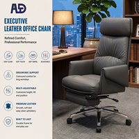 Chaise de bureau de luxe en cuir certifiée BIFMA, fabrication directe d'usine, base pivotante robuste