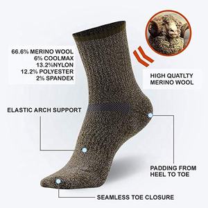 ออกแบบโลโก้ตามสั่ง ผลิตแบบ OEM ถุงเท้ากีฬาผู้ชายสำหรับเดินป่า ขนแกะเมอริโน่ 10%-100% นุ่ม อุ่น ซับแรงกระแทก - Product Image 5