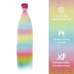 Extensioni per <span class=keywords><strong>capelli</strong></span> in fibra sintetica resistente alle alte temperature, trama doppia a macchina, liscio setoso e ondulato - Product Image 6