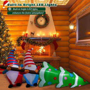 ต้นคริสต์มาสเป่าลมขนาด 7 ฟุต รูปคนแคระ ทนน้ำ ใช้ไฟฟ้ากระแสตรง สำหรับตกแต่งสวนกลางแจ้ง พร้อมไฟ LED ในตัว สำหรับงานปาร์ตี้วันหยุดในสวน - Product Image 5