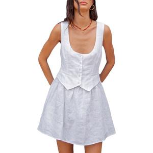 Abiti Casual 2024 nuova moda Sexy senza maniche canotta Hot Pants donna due pezzi all'ingrosso set camicia da notte biancheria all'ingrosso - Product Image 1