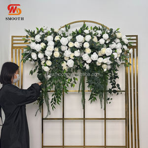 SMOOTH Wedding Events Party Backdrop Decoration <b>Flower</b> Row White Floral <b>Arrangement</b> With Hanging Greenery - Product Image 2