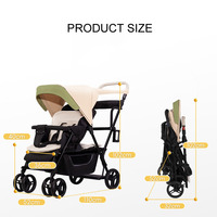 Poussette double européenne SEEBABY T12, cadre en acier inoxydable, polyester, 0-3 ans, pliable, capacité de charge de 15 kg