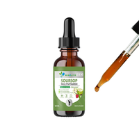 Gouttes liquides multivitaminées naturelles de corossol OEM sous marque privée, 60 ml, flacon compte-gouttes en verre ambré, complément alimentaire imprimé sur mesure
