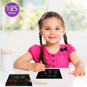 Ensemble de papier à gratter magique arc-en-ciel, stylet en bois pour les enfants, jeux de fête, activités, projets de bricolage, artisanat en papier - Product Image 5