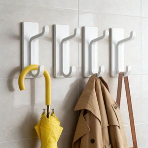 Wall Mounted Zinc Alloy <b>Hooks</b> Rectangle Foldable Coat Rack For Bedroom Entryway Kitchen <b>Bathroom</b> Storage - Product Image 1