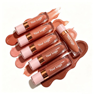 Nude Lip Gloss Liquid <b>Lipstick</b> Satin Lip Tint Moisturizing Glossy Lip Oil <b>Custom</b> Logo Vegan Makeup - Product Image 4