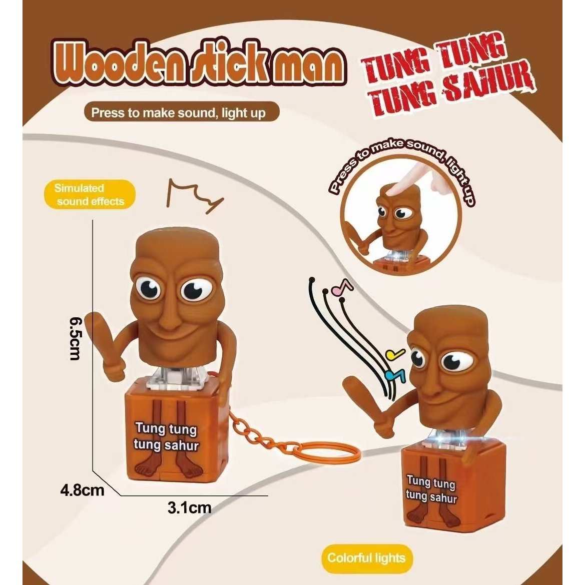 Palo de Madera Clásico de Montañas y Mares con Botón Iluminado [En Bolsa] Batería Reemplazable