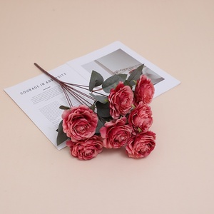 Ramo de 9 Rosas de Té Silvestres Artificiales de Seda para Decoración del Hogar, Bodas y Salones, Hechas a Mano, Duraderas de 3 a 5 Años, para Graduación - Product Image 6