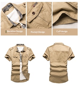 Nouvelles Chemises d'été à manches courtes pour hommes, multi-poches, en coton de haute qualité, décontractées, couleur unie, pour l'extérieur - Product Image 4