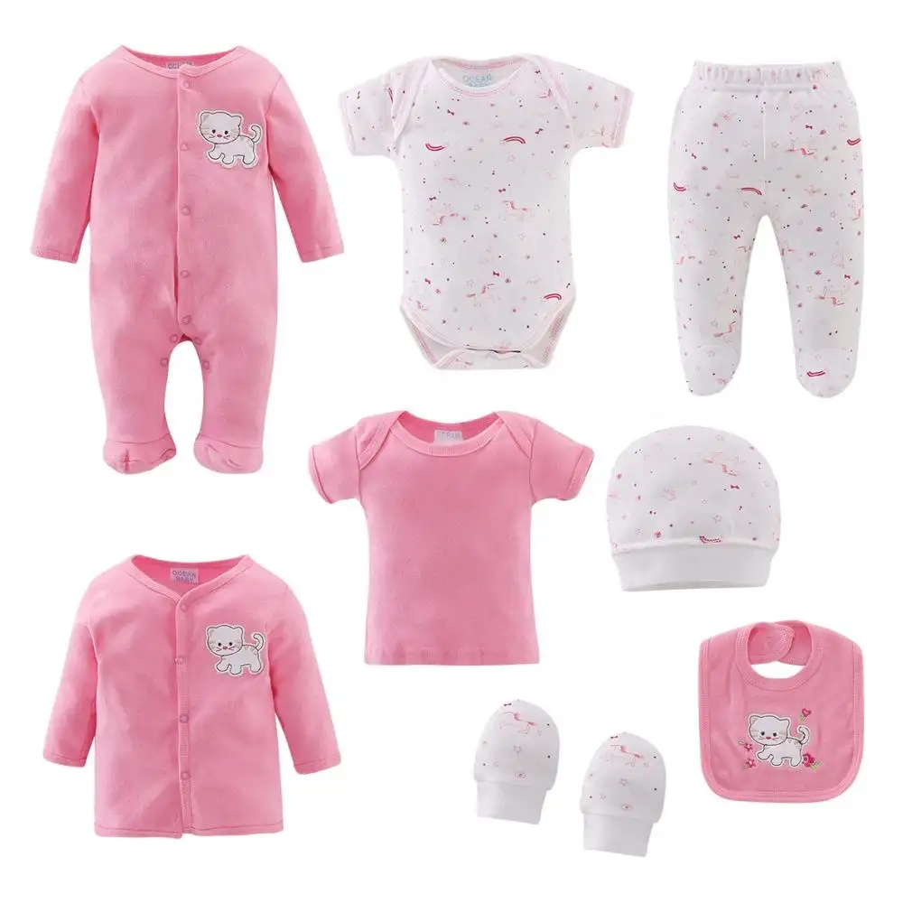 100% Cotton 8個Newborn Baby Clothes Baby Rompers Gift Set For Four Seasons