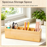 Porte-crayons en bois pour bureau, 6 compartiments, organiseur de bureau pour cosmétiques, pinceaux de maquillage, papeterie